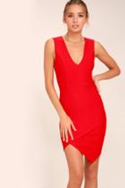 Lulus | Be Me Red Sleeveless Bodycon Dress | Size Large | 100% Polyester