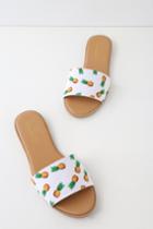 Dawn Pineapple Print Slide Sandal Heels | Lulus
