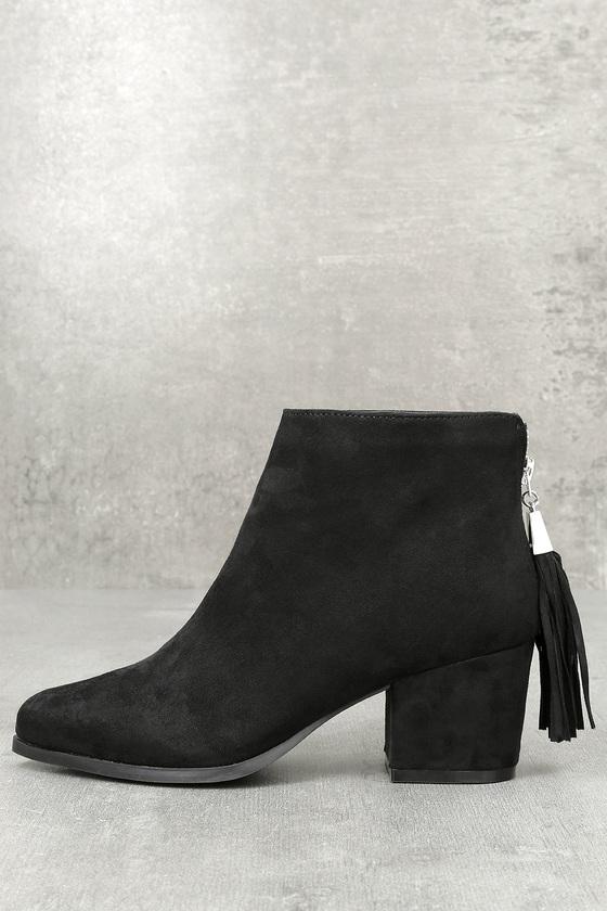 Bamboo | Alvarez Black Suede Ankle Booties | Size 10 | Vegan Friendly | Lulus