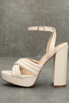 Liliana Serilda Cream Platform Ankle Strap Heels