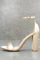 Lulus | Taylor Champagne Satin Ankle Strap Heels