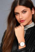 Lulus | Elijah Rose Gold And Grey Denim Watch