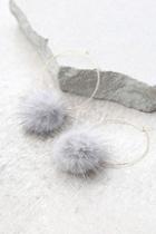 Lulus Je T'aime Gold And Grey Fur Pom Pom Earrings