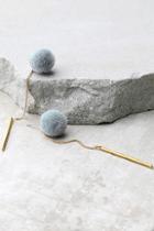 Lulus Open Your Heart Gold And Grey Pompom Earrings