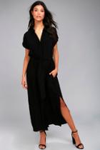 Lulus Destination Chic Black Midi Dress
