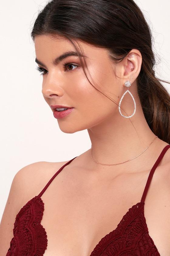 Glow For You Rose Gold Teardrop Rhinestone Earrings | Lulus