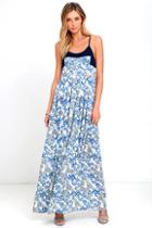 Lulus Posy Perfect Blue Floral Print Maxi Dress