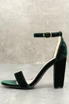 Bamboo | Something Sweet Green Velvet Ankle Strap Heels | Size 10 | Lulus