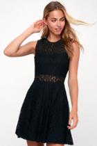 Everleigh Black Lace Skater Dress | Lulus