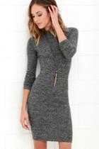 Lulus | Modern Marl Grey Bodycon Midi Dress | Size Large