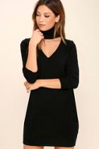 Lulus Sweetest Devotion Black Turtleneck Sweater Dress