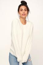 Keep It Toasty White Cable Knit Sweater | Lulus