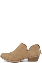 Qupid Stands Apart Toffee Nubuck Ankle Booties