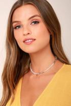 Lulus | Plea To The Stars Gold And Clear Beaded Choker Necklace