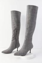 So Me Cherrie Grey Plaid Knee-high High Heel Boots | Lulus
