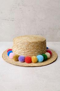 Lulus Beneath The Poms Tan Straw Hat