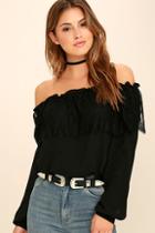 Do & Be Peace, Love, And Understanding Black Lace Off-the-shoulder Top