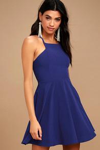 Lulus Call To Charms Royal Blue Skater Dress