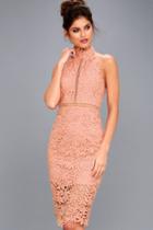 Divine Destiny Blush Pink Lace Midi Dress | Lulus