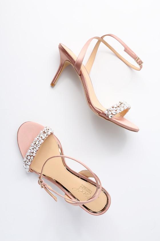 Jewel By Badgley Mischka Theodora Blush Satin Dress Sandal Heels | Lulus