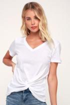 Z Supply The Twist Front White V-neck Tee | Lulus