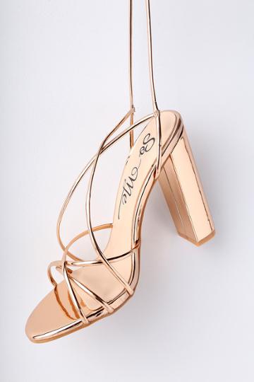 Machi Nene Rose Gold Lace-up Heels | Lulus