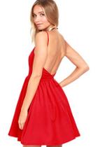 Lulus Chic Freely Red Backless Skater Dress