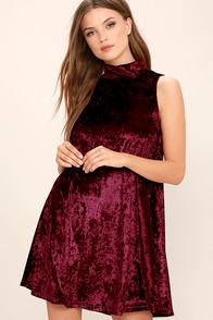 Lulus Dream Of Decadence Burgundy Velvet Swing Dress