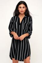Lush Meet Chic Black And White Striped Shirt Dress | Lulus