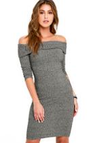 Lulus Too Good Grey Off-the-shoulder Sweater Dress