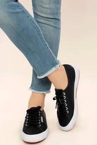 Superga 2750 Fglu Black Leather Sneakers