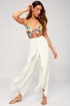 Peyton White Sheer Tie-front Cover-up Wide-leg Pants | Lulus