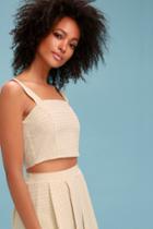 Darcey Beige Gingham Crop Top | Lulus