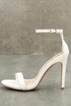 Lulus | Loveliness White Ankle Strap Heels | Size 5.5 | Vegan Friendly