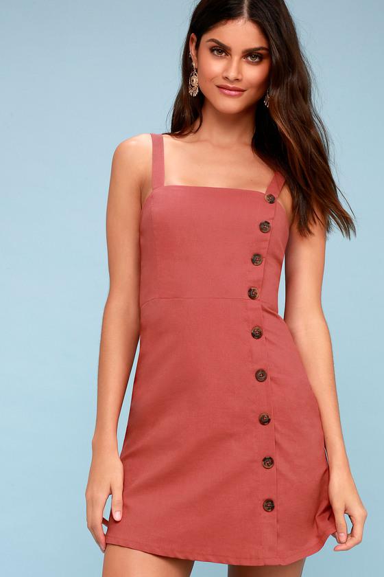 Louetta Rust Red Button-down Mini Dress | Lulus