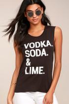 Chaser Vodka Soda Lime Washed Black Muscle Tee