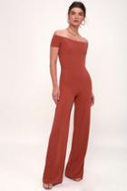 Alleyoop Marsala Off-the-shoulder Jumpsuit | Lulus