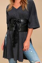 Lulus La Mignonne Black Lace-up Waist Belt