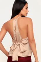 Re:named V.i.p. Section Blush Pink Satin Tie-back Top | Lulus