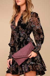 Lulus Weaving A Spell Burgundy Clutch