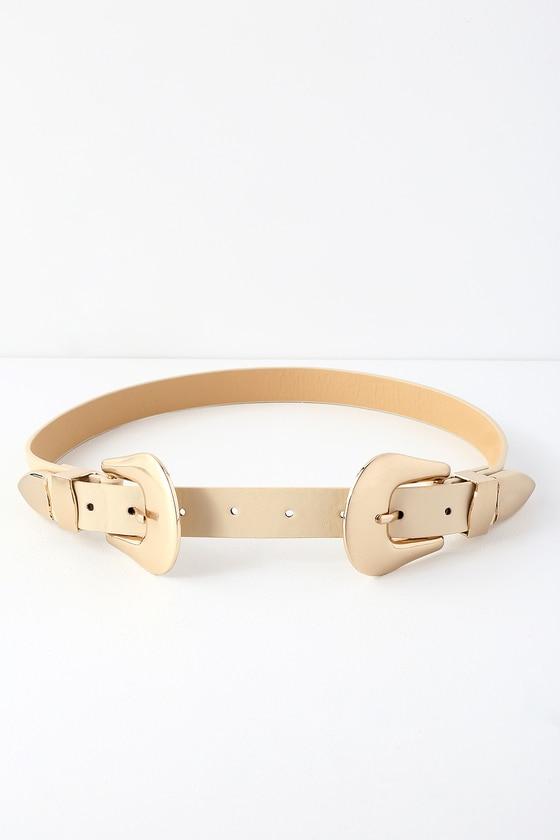 Showboat Beige Double Buckle Belt | Lulus