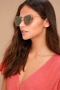 Lulus Bright Lights Gold And Yellow Mirrored Sunglasses