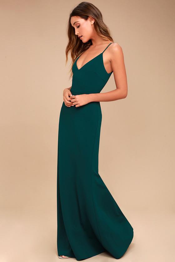 Lulus | Infinite Glory Forest Green Maxi Dress | Size Large | 100% Polyester