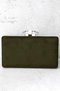 Lulus Crystal Visions Olive Green Clutch