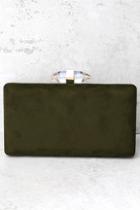 Lulus Crystal Visions Olive Green Clutch