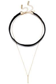 Lulus Perfectly Paired Gold And Black Necklace Set