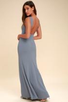 Hollywood Boulevard Blue Grey Backless Maxi Dress | Lulus