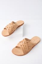 Urge Coco Flesh Tan Leather Slide Sandal Heels | Lulus