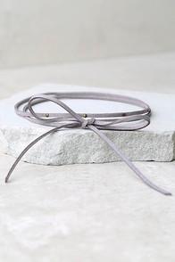Lulus Tied Me Over Grey Wrap Necklace