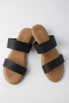 Bamboo Oona Black Slide Sandal Heels | Lulus